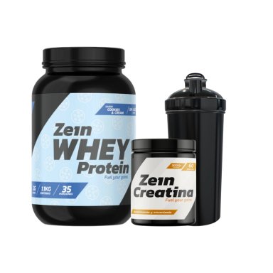 PACK PROTEINA WHEY 1.1KG COOKIES ANS CREAM + CREATINA 60SV + SHAKER - ZEIN - 1