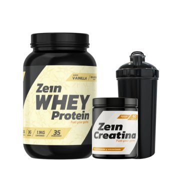 PACK PROTEINA WHEY VAINILLA 1.1KG + CREATINA 60SV + SHAKER - ZEIN - 1