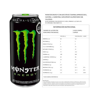 ENERGETICA GREEN ZERO AZUCAR 473ML - MONSTER ENERGY - 2