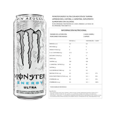 PACK X6 ENERGETICA ULTRA SIN AZUCAR 473ML - MONSTER ENERGY - 2