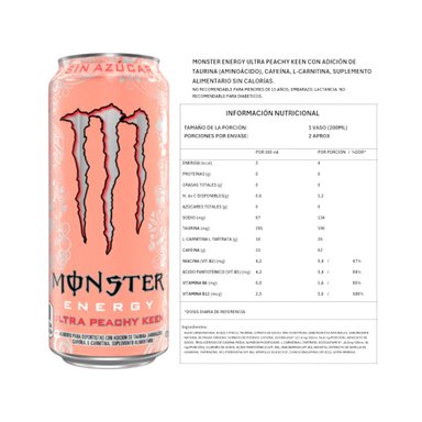 PACK X6 ENERGETICA ULTRA PEACHY KEEN SIN AZUCAR 473ML - MONSTER ENERGY - 2