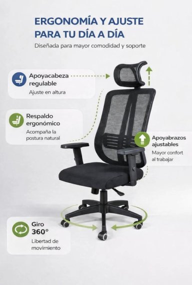 SILLA EJECUTIVA COSAS CASA NEGRO OFICINA PC ESCRITORIO GIRATORIA DOHA - 5