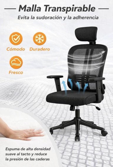 SILLA EJECUTIVA COSAS CASA NEGRO OFICINA PC ESCRITORIO GIRATORIA DOHA - 6