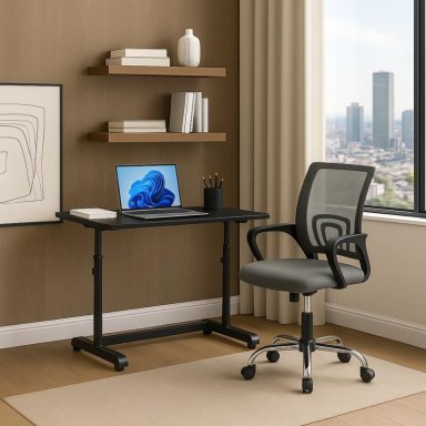 ESCRITORIO CON ALTURA AJUSTABLE 80X60X63-86CM FUNCIONAL BILBAO NEGRO - 6