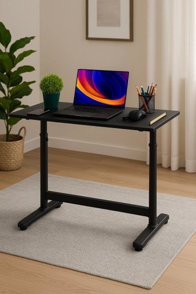 ESCRITORIO CON ALTURA AJUSTABLE 120X60X63-86CM FUNCIONAL TOLEDO NEGRO - 1