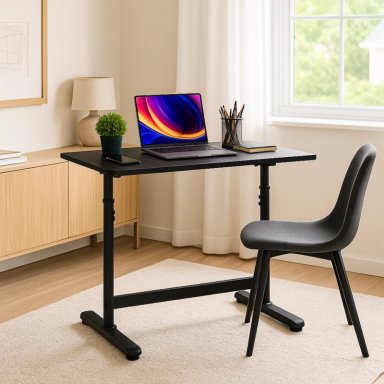 ESCRITORIO CON ALTURA AJUSTABLE 120X60X63-86CM FUNCIONAL TOLEDO NEGRO - 6