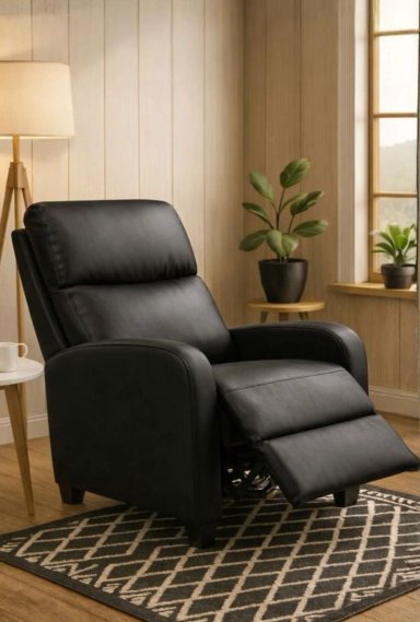 SILLON RECLINABLE BERGER HOLANDA PU NEGRO - 1