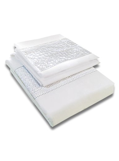 JUEGO DE SABANAS 180 HILOS BRODERIE BLANCO KING - 1
