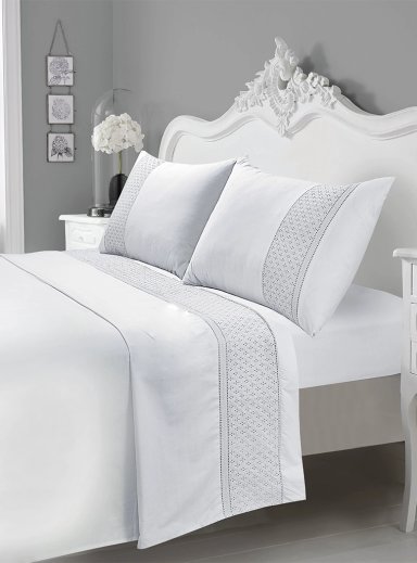 JUEGO DE SABANAS 180 HILOS BRODERIE BLANCO KING - 3