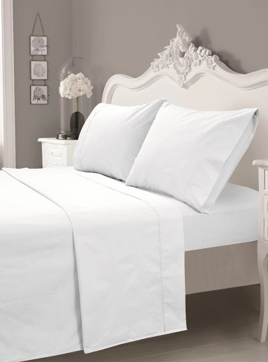 JUEGO DE SABANAS 200 HILOS LISA BLANCA SUPERKING - 3