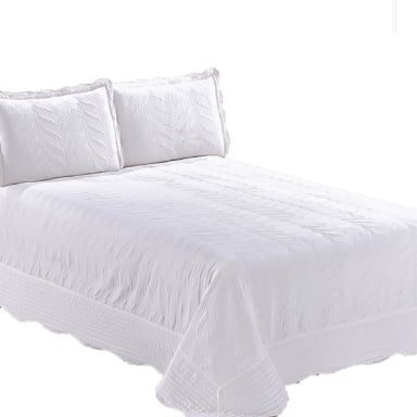 QUILT BORDADO BLANCO VERSAILLES LISO 2 PLAZAS - 1