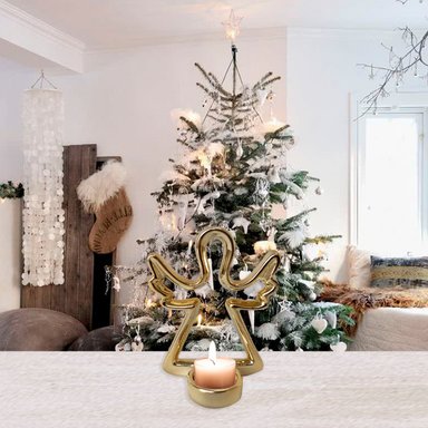 PORTAVELA DECORATIVO ANGEL NAVIDEÑO GOLD - 2