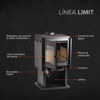 PACK ESTUFA A LEÑA BOSCA LIMIT 380 + KIT INSTALACIÓN - 5