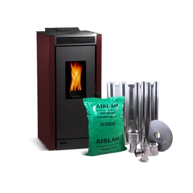 PACK CALEFACTOR A PELLET BLACK VISION BURDEO + KIT PELLET INTERIOR - 1