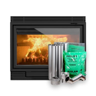 PACK CALEFACTOR BOSCA A LEÑA CHIMENEA 1100 30 KW + KIT INSTALACION CHIMENEA 6'X 4MTS - 1