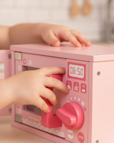 MICROONDAS DE MADERA INFANTIL CON ACCESORIO JUGUETE COCINA - BLANCO - 6