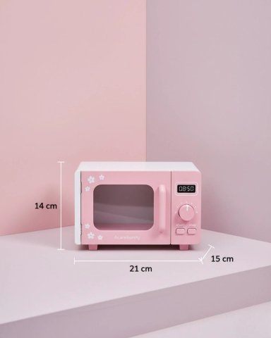 MICROONDAS DE MADERA INFANTIL CON ACCESORIO JUGUETE COCINA - BLANCO - 7