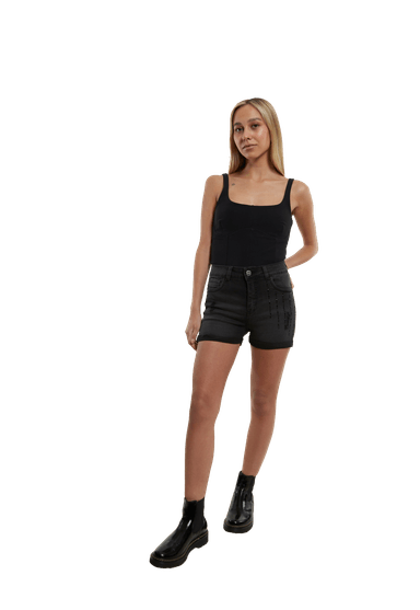 SHORT MUJER DIVINO JEANS NEGRO MOSA - 1