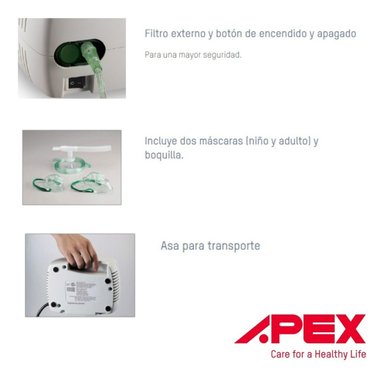 NEBULIZADOR APEX MINI PLUS PARA ADULTOS Y NIÑOS CODIGO 3746 - 4