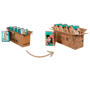 CAJA 5 PAQUETES BAMBO NATURE PAÑALES ECOLÓGICOS 90 UND PANTS 6 TALLA XXL 15+ KG - 1