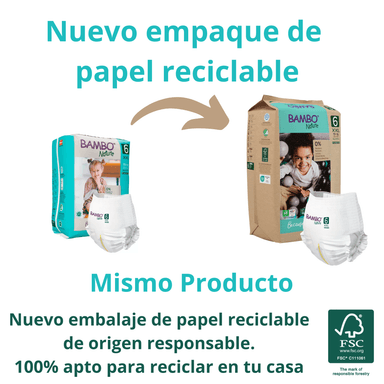 CAJA 5 PAQUETES BAMBO NATURE PAÑALES ECOLÓGICOS 90 UND PANTS 6 TALLA XXL 15+ KG - 5