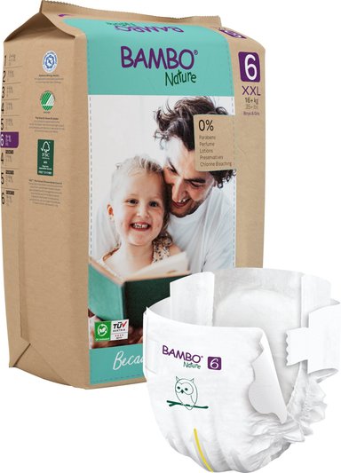 PAQUETE DE PAÑALES BAMBO NATURE ECOLÓGICOS 20 UND BEBÉ 6 TALLA XXL 16+ KG - 1