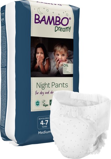 PAQUETE DE PAÑALES BAMBO NATURE ECOLÓGICOS DREAMY NIÑOS 10 UND 4 TALLA L 7 AÑOS 15-35 KG - 1