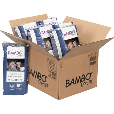 CAJA 6 PAQUETES BAMBO NATURE PAÑALES ECOLÓGICOS 60 UND DREAMY NIÑOS 8 AÑOS 35-50 KG - 1