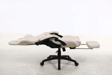 SILLA GAMER OFICINA KRONE XL + MASAJEADOR LUMBAR + APOYAPIÉS - BLANCA - 4