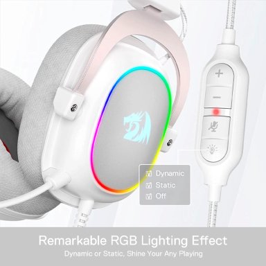 AUDÍFONOS GAMER REDRAGON HEADSET ZEUS H510-X RGB 7.1 USB BLANCO - 5