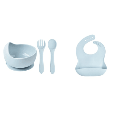PLATOS ALIMENTACIÓN BEBÉS SILICONA CELESTE - 1