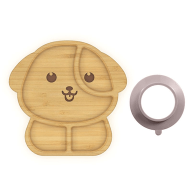 PLATO NIÑOS BAMBÚ BEBÉS DISEÑO PERRITO NEGRO - 1
