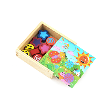 CAJA Y FIGURAS DE NATURALEZA ENCAJE DE MADERA - 3