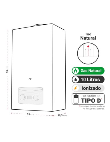 CALEFONT A GAS NATURAL 10 L ALBIN TROTTER TIRO NATURAL - 4