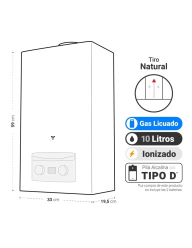 CALEFONT A GAS LICUADO 10 L ALBIN TROTTER TIRO NATURAL - 4