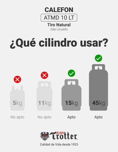 CALEFONT A GAS LICUADO 10 L ALBIN TROTTER TIRO NATURAL - 5