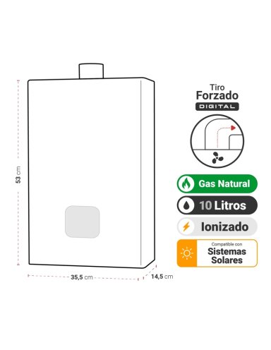 CALEFONT A GAS NATURAL 10 L ALBIN TROTTER TIRO FORZADO DIGITAL - 4