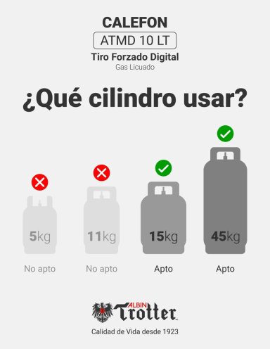 CALEFONT A GAS NATURAL 10 L ALBIN TROTTER TIRO FORZADO DIGITAL - 5