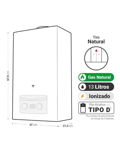 CALEFONT A GAS NATURAL 13 L ALBIN TROTTER TIRO NATURAL - 4