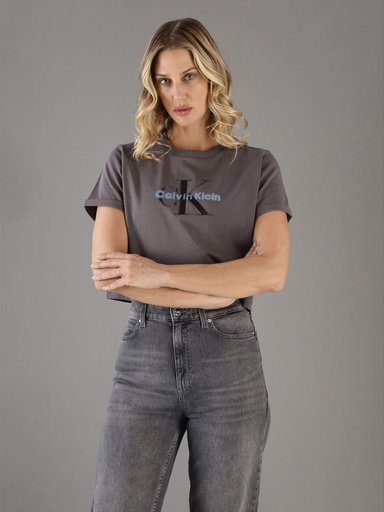 POLERA CROPPED CON LOGO BRILLANTE - 1