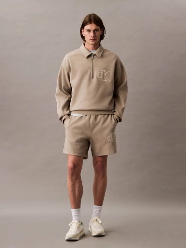 SHORT DE PUNTO DE CANALE  CON MONOGRAMA BORDADO - 1