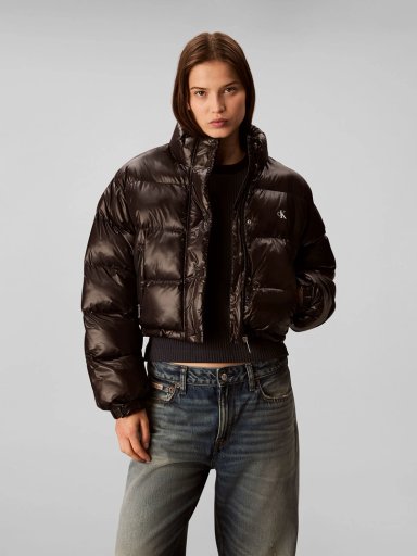 PARKA ACOLCHADA CROPPED CON EFECTO SATINADO - 1