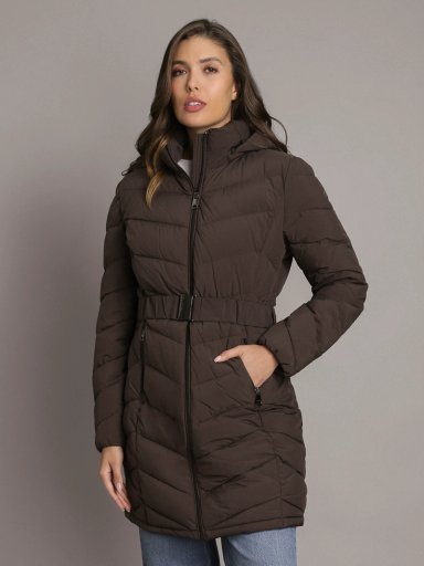 PARKA LARGA PUFFER CON GORRO - 1