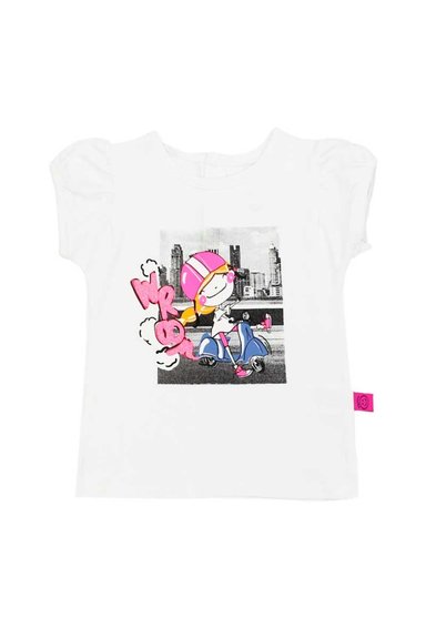 POLERA ALGODÓN NIÑA FICCUS ESTAMPADA URBANA GO BEBÉ BLANCO - 1