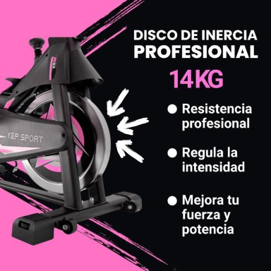 BICICLETA SPINNING PRO 14 KG DISCO 1016-3 PINK - 2