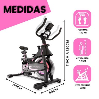BICICLETA SPINNING PRO 14 KG DISCO 1016-3 PINK - 3