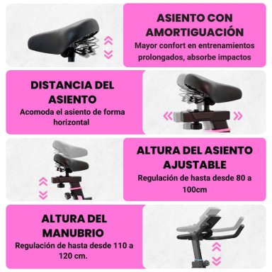 BICICLETA SPINNING PRO 14 KG DISCO 1016-3 PINK - 5