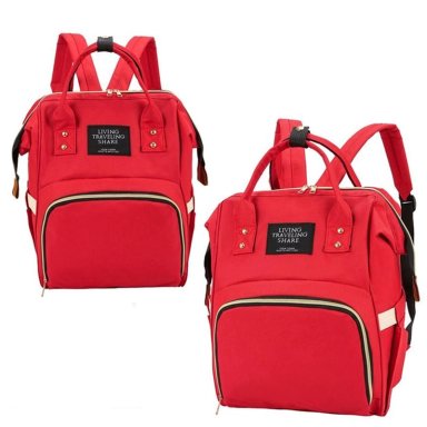 PAÑALERA BOLSO MATERNAL DISEÑO LISO ROJO - 2