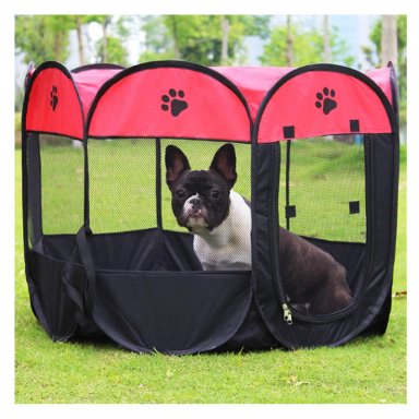 CORRAL PARA MASCOTAS TALLA XL ROJO NEGRO - 3
