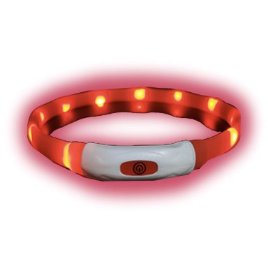 COLLAR PERROS LUZ LED LUMINOSO CARGA USB ROJO 35 CM - 1